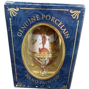 My Treasures Collectible Porcelain Egg Hand Painted With Day Lillies -NEW